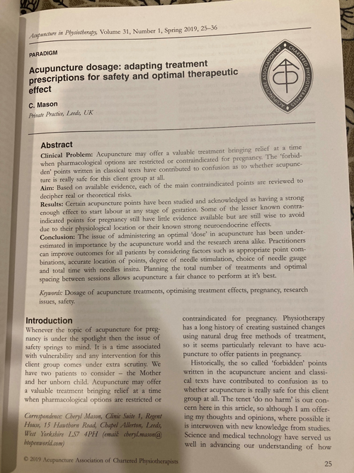 Article in AACP Journal Spring Edition